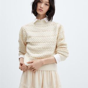 Braided knitted white sweater